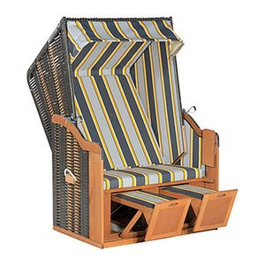 Sunny Smart® Strandkorb Rustikal 50 Basic dunkelgrau, grau, gestreift, anthrazit Kunststoff, Holz, 1-teilig
