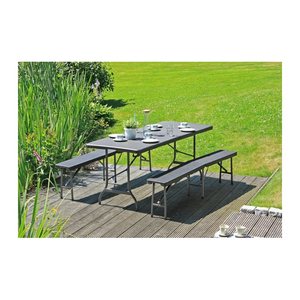 Garden Pleasure Bierzeltgarnitur Ventana, schwarz Kunststoff, Metall, 3-teilig
