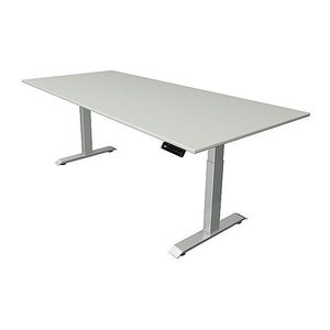 Kerkmann Move 4 elektrisch höhenverstellbarer Schreibtisch weiß rechteckig, T-Fuß-Gestell silber 225,0 x 100,0 cm