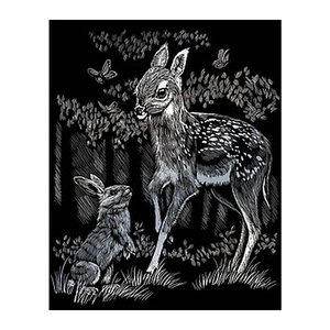 PRACHT® Creatives Kratzbild Rehkitz silber