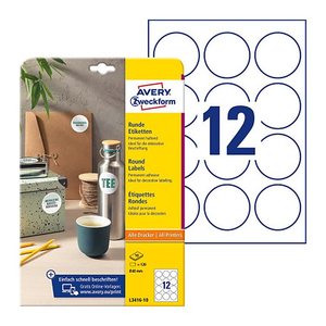 AVERY Zweckform Etiketten L3416-10 weiß 60,0 x 60,0 mm, 10 Blatt