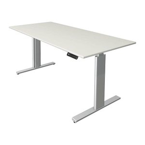 Kerkmann Move 3 tube elektrisch höhenverstellbarer Schreibtisch weiß rechteckig, T-Fuß-Gestell silber 180,0 x 80,0 cm