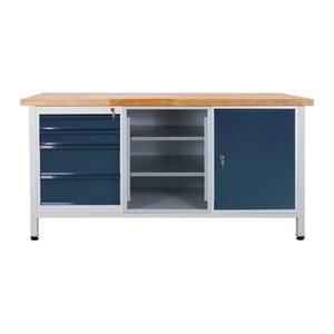 ADB Werkbank lichtgrau, anthrazitgrau 4 Schubladen 170,0 x 60,0 x 84,0 cm