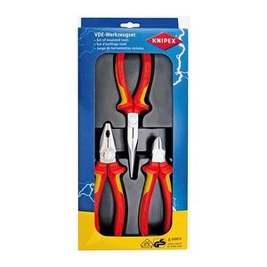 KNIPEX Zangen-Set Elektro 00 20 12, Länge: 18,0 + 20,0 + 16,0 cm, 3-tlg., 1 Set