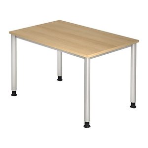 HAMMERBACHER HS12 höhenverstellbarer Schreibtisch eiche rechteckig, 4-Fuß-Gestell silber 120,0 x 80,0 cm