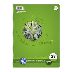 Ursus® Collegeblock green Lineatur 28 kariert DIN A4 Innen- und Außenrand, 1 Block