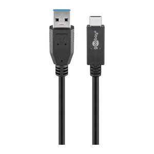 goobay USB 3.1 Gen 2 A/USB C Kabel 1,0 m schwarz, 1 St.