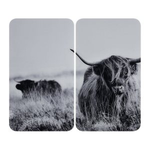WENKO Herdabdeckplatten Highland Cattle schwarz, 2 St.