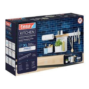 tesa Küchen-Organizer Kombi Set XL weiß 86,5 x 14,0 x 34,0 cm, 1 Set
