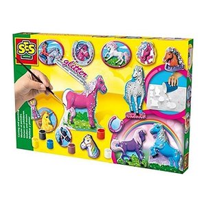 SES Creative® Gipsgießen-Set Glitzer Pferde mehrfarbig