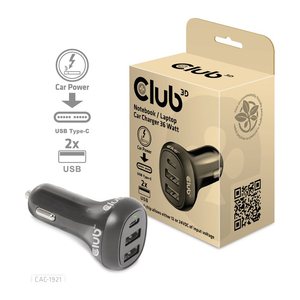 Club3D USB KFZ-Ladegerät 1xUSB C, 2xUSB A, 36W, 12/24V retail