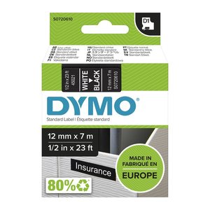 DYMO Schriftband D1 S0720610, 12 mm, weiß auf schwarz, 1 St.