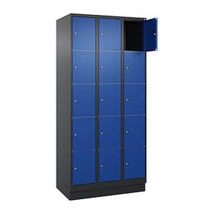 CP Schließfachschrank Classic PLUS enzianblau, schwarzgrau 080020-305 S10037, 15 Schließfächer 90,0 x 50,0 x 195,0 cm