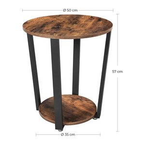 VASAGLE Beistelltisch rund Spanplatte braun 50,0 x 50,0 x 57,0 cm, 1 St.
