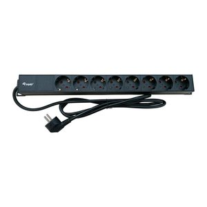 Equip 19" Steckdosenleiste 8xSchuko+Switch->St.90° sw. Alu.