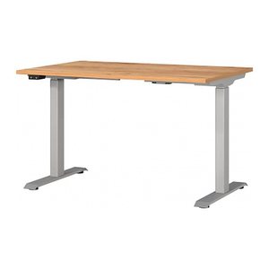 GERMANIA JET höhenverstellbarer Schreibtisch navarra-eiche rechteckig, T-Fuß-Gestell silber 120,0 x 80,0 cm