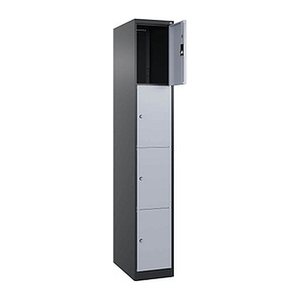 CP Schließfachschrank Classic Plus schwarzgrau, weißaluminium 080000-104 S10020, 4 Schließfächer 30,0 x 50,0 x 185,0 cm