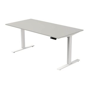 Kerkmann Move 3 elektrisch höhenverstellbarer Schreibtisch lichtgrau rechteckig, T-Fuß-Gestell weiß 160,0 x 80,0 cm