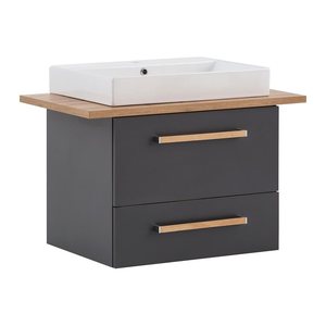 MÖBELPARTNER Waschbecken mit Unterschrank Duo 701518 anthrazit, eiche landhaus 82,2 x 50,0 x 61,5 cm