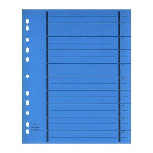 Wekre Trennblätter DIN A4 1-10 blau, 190 g/qm, 50 St.