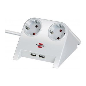 brennenstuhl Desktop-Power USB-Charger 2-fach Tischsteckdose 1,8 m weiß mit USB-Buchse