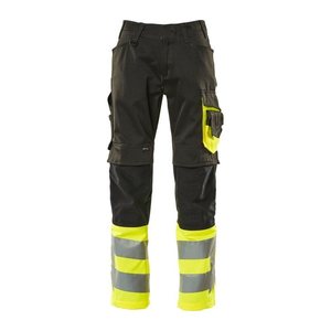 MASCOT® unisex Warnschutzhose Leeds schwarz, gelb Größe 56