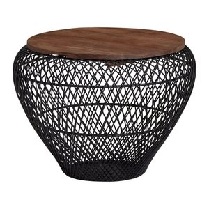 WOHNLING Couchtisch rund Massivholz schwarz 60,0 x 60,0 x 45,0 cm, 1 St.