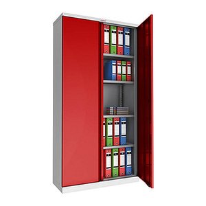 phoenix Stahlschrank SCL1891GRK grau, rot 4 Fachböden 91,5 x 37,0 x 183,0 cm, zerlegt, 1 St.