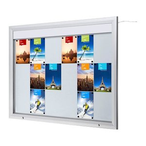 Showdown® Displays Schaukasten T LED silber 18x DIN A4 146,5 x 4,7 x 116,7 cm, 1 St.
