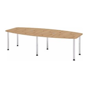 HAMMERBACHER Konferenztisch KT28C asteiche Tonnenform, Rundrohr chrom, 280,0 x 85,0/130,0 x 72,0 - 74,0 cm