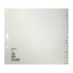 LEITZ Ordnerregister 1200 DIN A4+ Halbformat, Überbreite A-Z grau 20-teilig, 1 Satz