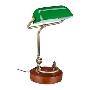 relaxdays Tischlampe grün, braun