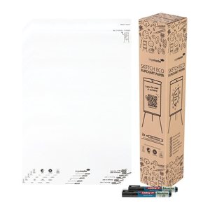 AKTION: Legamaster Flipchart-Papier SKETCH ECO blanko 65,0 x 98,0 cm, 20 Blatt, 5 Blöcke + GRATIS 2x edding 31 EcoLine Flipchartmarker