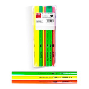 TOX Zimmermannsbleistift HB orange, gelb, grün, 12 St.