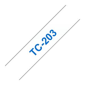 brother Schriftband TC-203 TC203, 12 mm, blau auf weiß, 1 St.