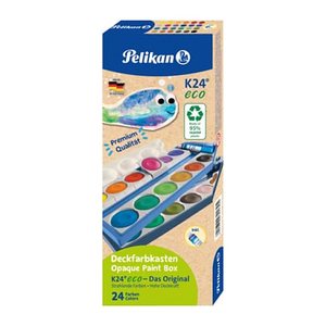 Pelikan K24 eco Wasserfarbkasten 24 Farben und 1 Tube Deckweiß