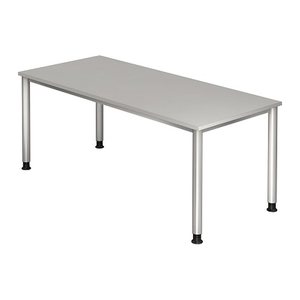 HAMMERBACHER HS19 höhenverstellbarer Schreibtisch lichtgrau rechteckig, 4-Fuß-Gestell silber 180,0 x 80,0 cm