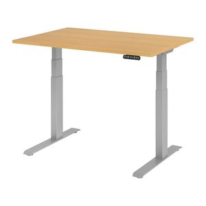 HAMMERBACHER XDKB12 elektrisch höhenverstellbarer Schreibtisch buche rechteckig, C-Fuß-Gestell silber 120,0 x 80,0 cm