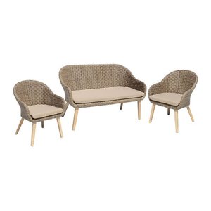 Garden Pleasure Loungegruppe Pueblo beige, braun Kunststoff, Metall, 6-teilig