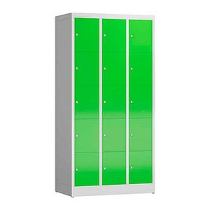 ClassiX Schließfachschrank gelbgrün, lichtgrau X-520535, 15 Schließfächer 87,0 x 50,0 x 180,0 cm