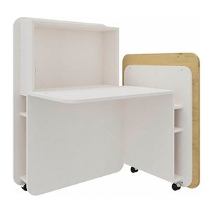 fm FLATup  Sekretär diamantweiß/ wildeiche rechteckig, weiß 107,0 x 41,5 - 91,0 cm