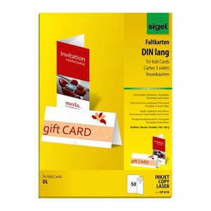 SIGEL Faltkarten weiß DP810 weiß DIN lang, 50 St.