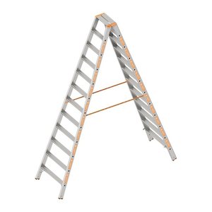 Layher Stehleiter beidseitig TOPIC 1043 silber 2x 12 Stufen, H: 300,0 cm