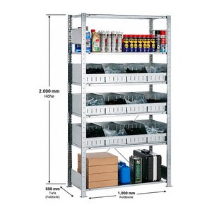 SCHULTE Kleinteileregal 14270 silber, verzinkt 100,0 x 50,0 x 200,0 cm