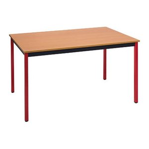 SODEMATUB Mehrzwecktisch buche, rot rechteckig, Vierkantrohr rot, 120,0 x 60,0 x 74,0 cm