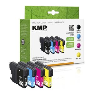 KMP B78V schwarz, cyan, magenta, gelb Druckerpatronen kompatibel zu brother LC-1100VALBP, 4er-Set