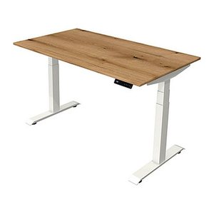 Kerkmann Move 4 elektrisch höhenverstellbarer Schreibtisch eiche rechteckig, T-Fuß-Gestell weiß 140,0 x 80,0 cm