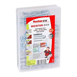 fischer Meister-Box - UX + S + H 513894 Dübel- und Schrauben-Sortiment, 118-teilig