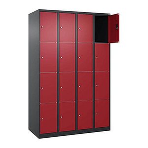 CP Schließfachschrank Classic Plus rubinrot, schwarzgrau 080000-404 S10030, 16 Schließfächer 120,0 x 50,0 x 185,0 cm