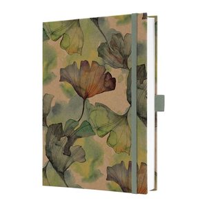 SIGEL Notizbuch  Jolie® Pure Ginkgo ca. DIN A5 liniert, gelb, grün, braun Hardcover 192 Seiten, 1 St.
